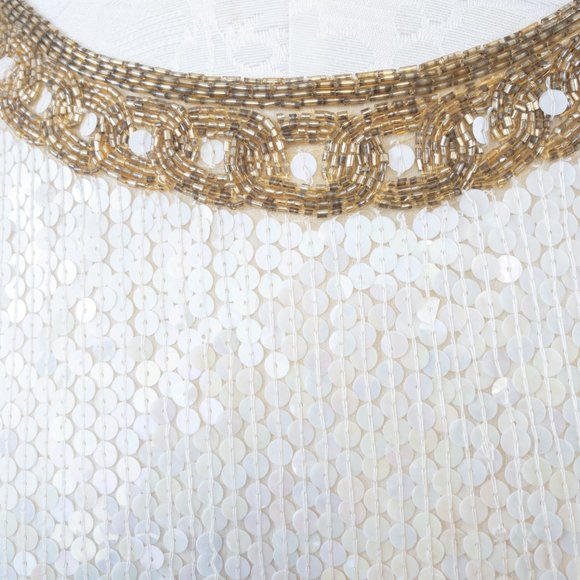 Vintage 10 Silk Versace-Style Sequin Dress White - Picture 7 of 12